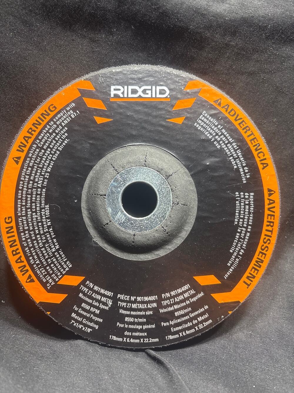 RIDGID 7 Inch Metal Grinding Wheel Type 27 901964001 Angle Grinder Disc New